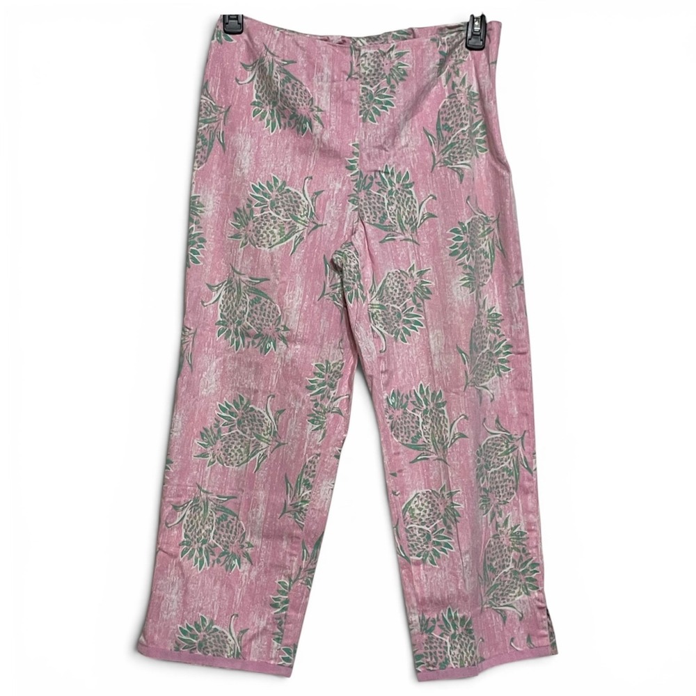 Island Republic Pineapple Pants 10 Pink Womens Tropical High Rise Cotton‎ Blend